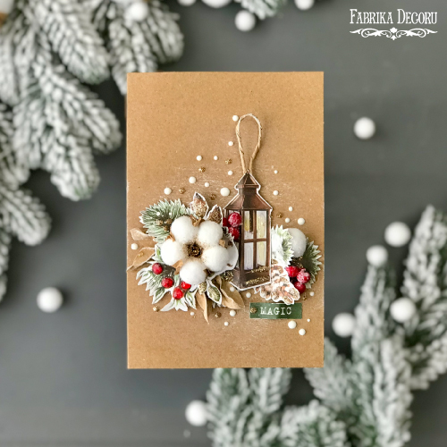 Bastelset für 5 Grußkarten "Cozy Christmas" 10cm x 15cm mit Anleitungen von Svetlana Kovtun, kraft - foto 4  - Fabrika Decoru