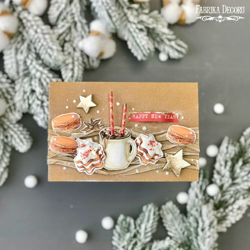 Bastelset für 5 Grußkarten "Sweet Christmas" 10cm x 15cm mit Anleitungen von Svetlana Kovtun, kraft - foto 5  - Fabrika Decoru