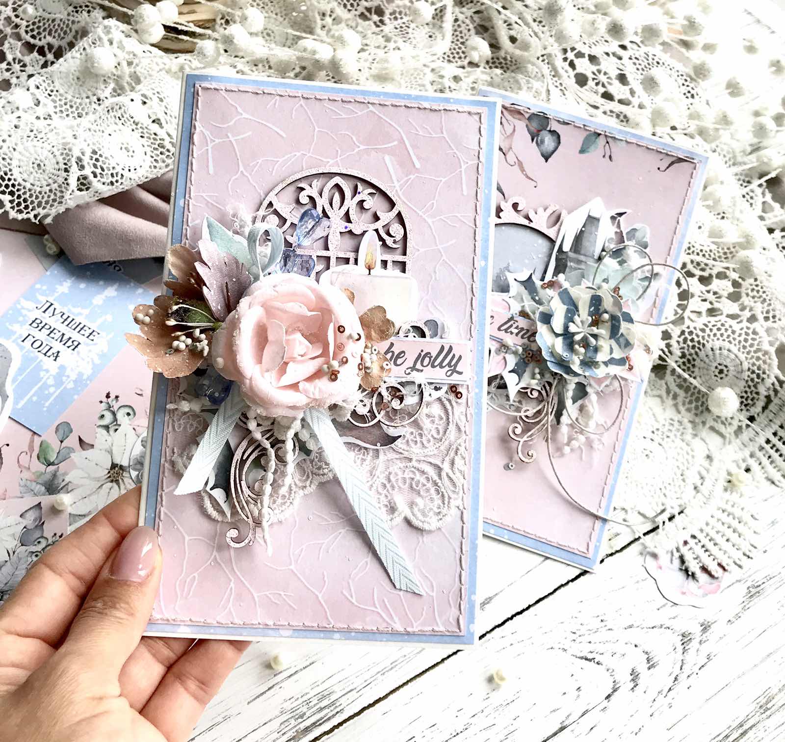 Double-sided scrapbooking paper set  "Winter melody" 8”x8”  - foto 11