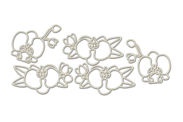 Chipboard embellishments set, "Orchid mini" #349 Chipboard embellishments set, "Orchid mini" #349