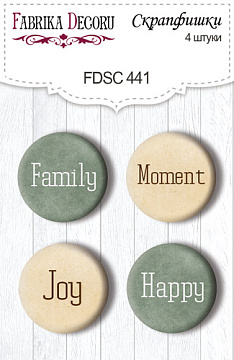 Set of 4pcs flair buttons for scrabooking Family Heritage EN #441