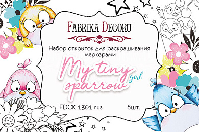 набор открыток для раскрашивания маркерами my tiny sparrow girl ru 8 шт 10х15 см