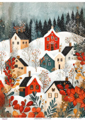 Decoupage Card "Winter in the Suburbs", #0868, 29.7x42cm Decoupage Card "Winter in the Suburbs", #0868, 29.7x42cm