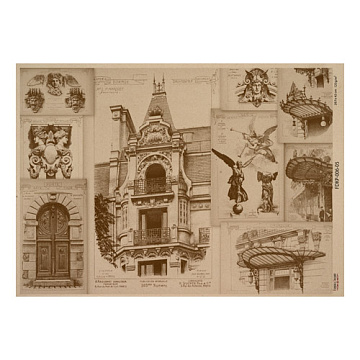 Arkusz kraft papieru z wzorem History and architecture #05, 42x29,7 cm